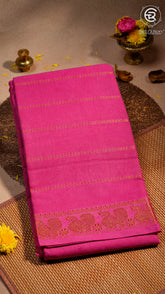 Pink Line Patterned Sungadi Pure Cotton Saree