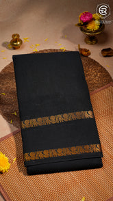 Black Peacock Sungadi Pure Cotton Saree