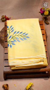 Yellow Embroidery Kota Doria Summer Cotton Saree