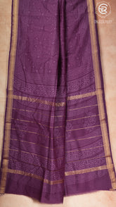 Purple Geometric Handblocked Pure Maheshwari Cotton Sarees