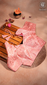 Pink and Gold Floral Designer Silk Blouse