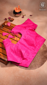 Pink Elbow Sleeve Raw Silk Blouse