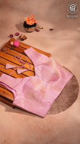 Rich Pink & Gold Floral Sleeveless Designer Silk Blouse