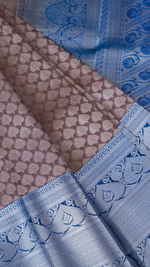 Brown and Blue Kanchipuram Silk Saree