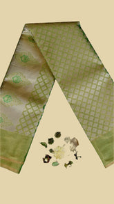 Sea Green Gold and Silver Diamond Pure Kanchipuram Tissue Silk Saree