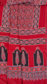 Maroon Modal Silk Ajrakh Dupatta
