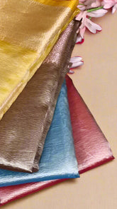 Pink Crushed Tissue Silk Saree