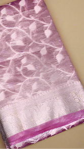 Purple and Silver Premium Tissue Silk Saree