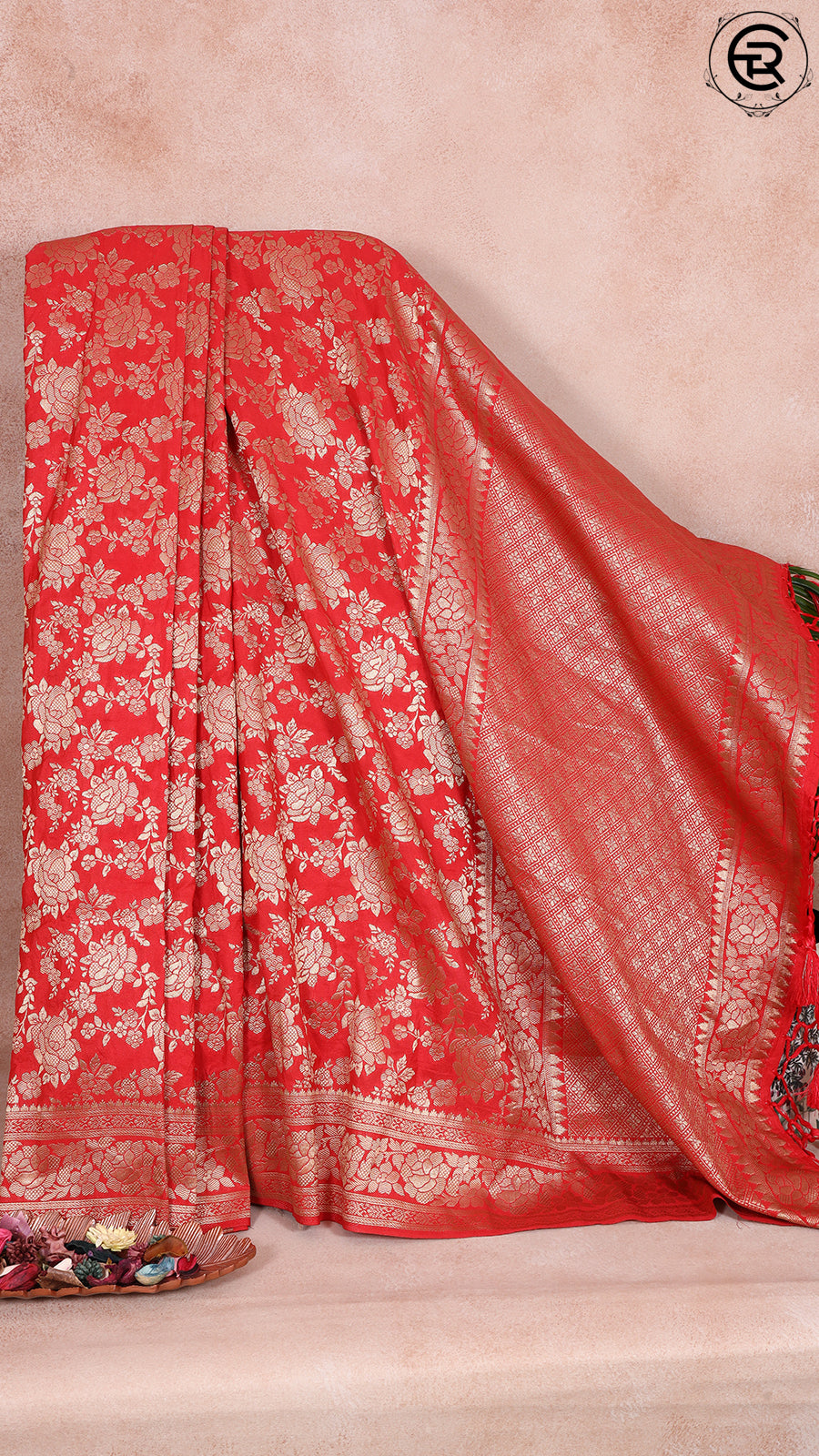 Red Khadi Georgette Banarasi Saree