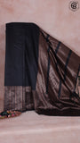 Black Heavy Border Semi Kanchi Silk Saree