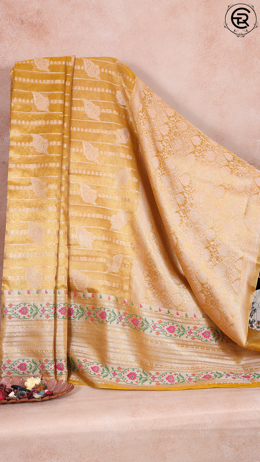 Premium Gold Tissue Silk Saree with Paithani Border