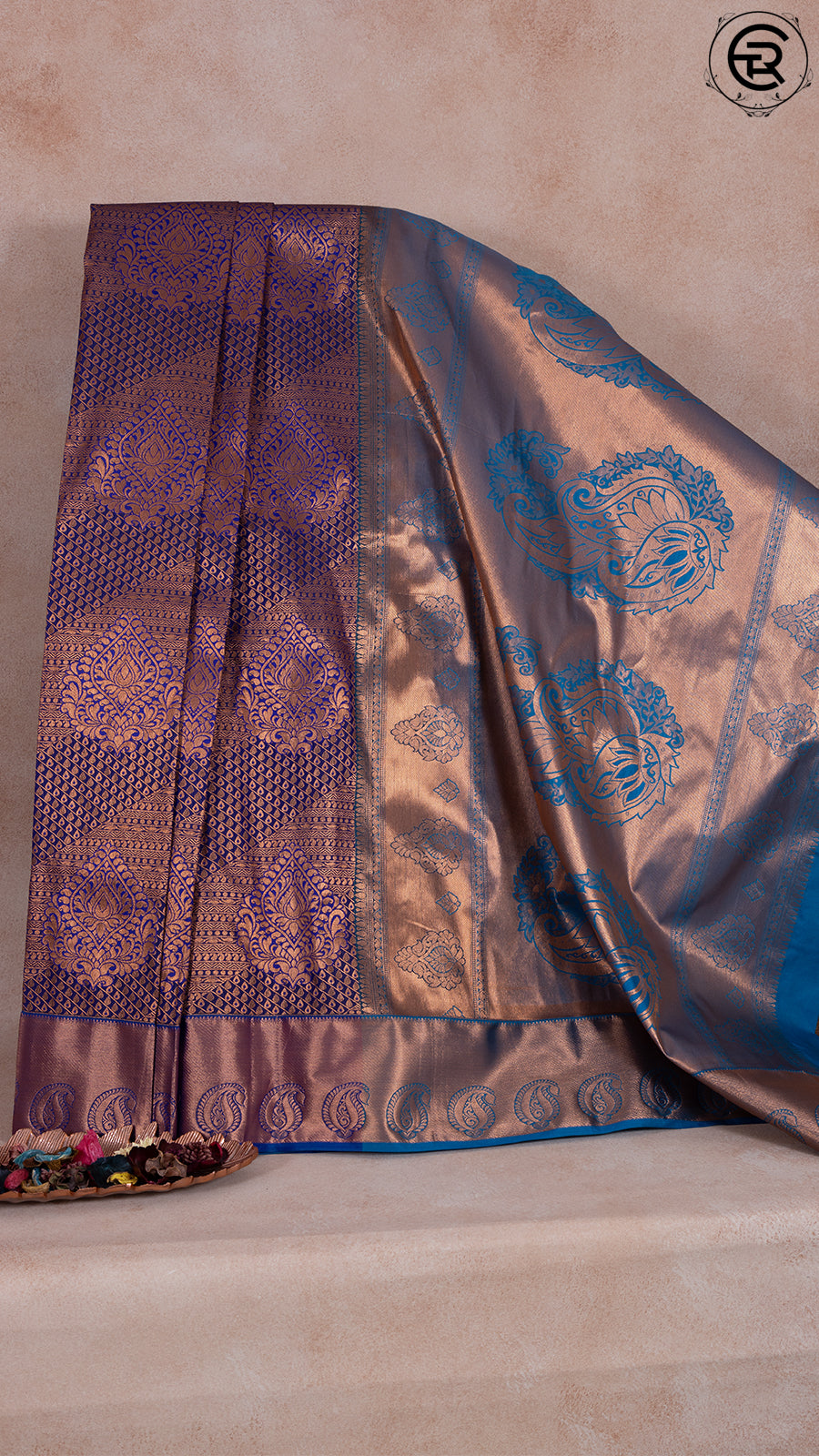 Royal Blue and Sky Blue Bridal Pure Kanchipuram Saree
