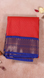 Crimson Red and Royal Blue Festive Kanchipuram Silk Saree
