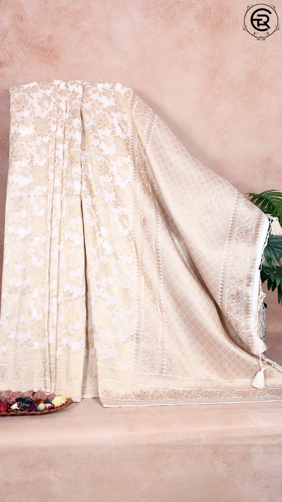 White Khadi Georgette Banarasi Saree