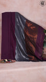 Burgundy with Silver and Copper Pallu Tissue Khadi Cotton Saree