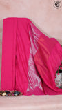 Hot Pink with Sliver Pallu Tissue Khadi Cotton Saree