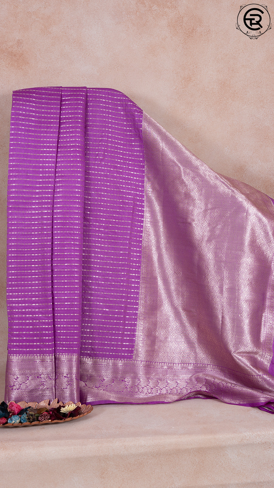 Orchid Violet Zari Line Pattern with Rich Pallu Warm Silk Saree