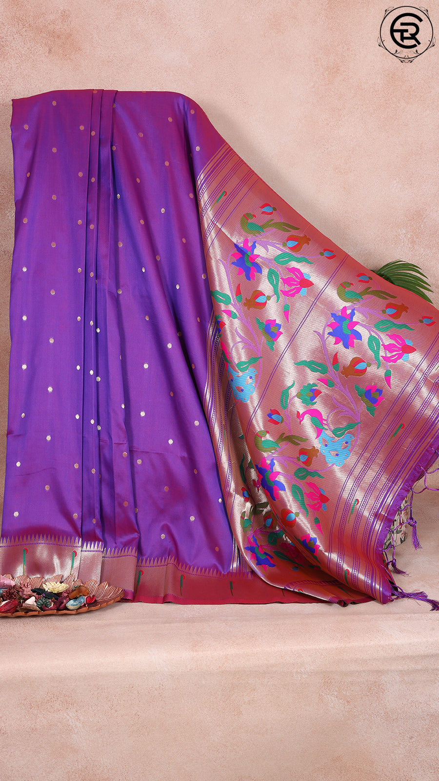 Eggplant Violet Paithani Silk Saree ERA03EBL
