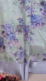 Green and Lavender Floral Printed with Simple Pallu Mangalagiri Silk Saree