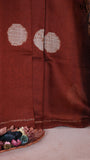 Cinnamon Brown Contemporary Floral Pattern with Fancy Tassel Summer Loom Cotton Saree