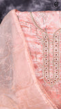 Peach and pink Chanderi Silk Pearl Zardosi White Stone Golden Outline Pattern Designer Salwar