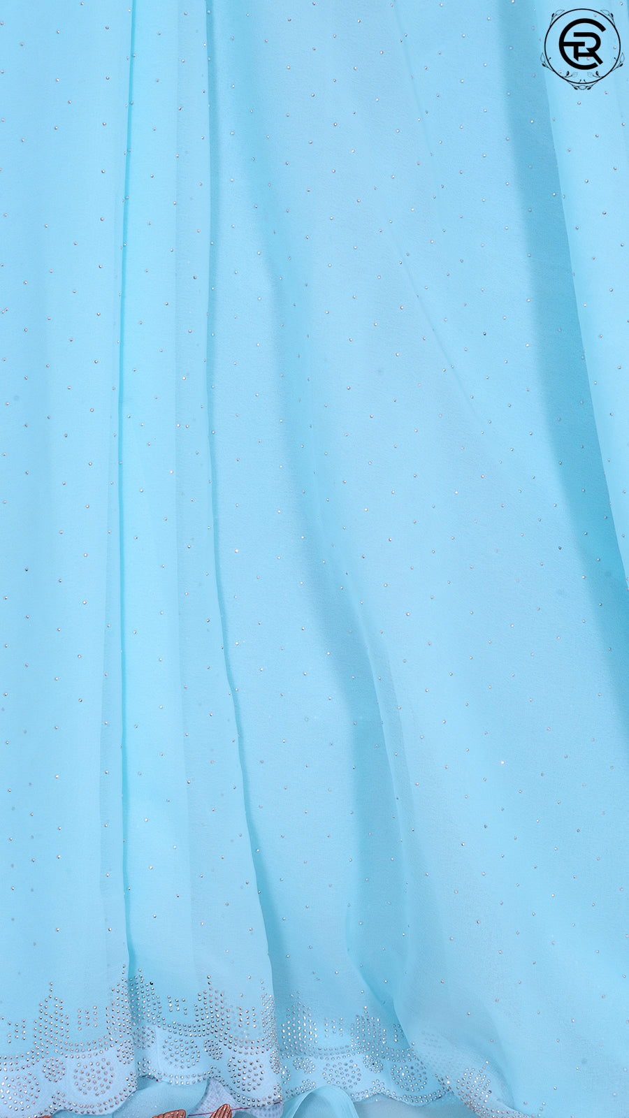 Baby Blue Sequined Designer Georgette Saree