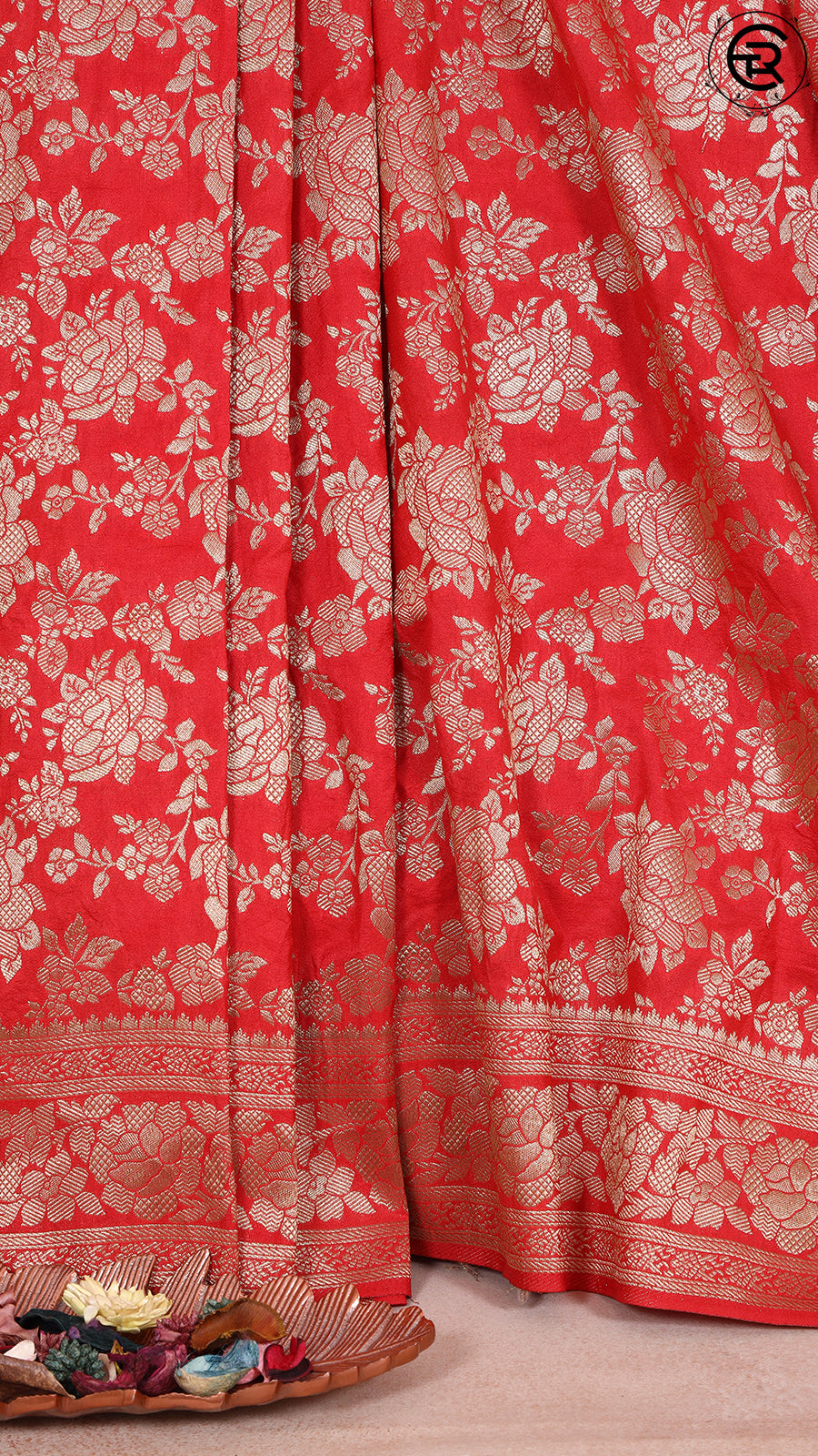 Red Khadi Georgette Banarasi Saree