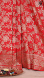 Red Khadi Georgette Banarasi Saree