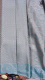 Sea Blue and Gold Diamond Zari Pure Tissue Silk Saree