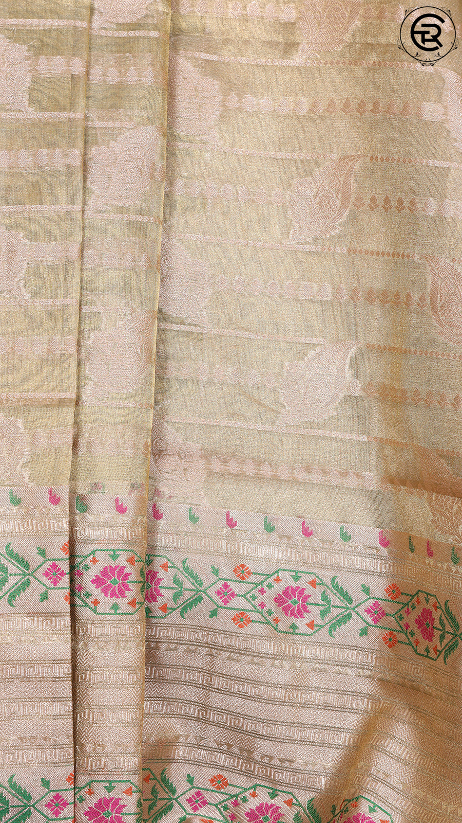 Premium Pista Green Tissue Silk Saree with Paithani Border