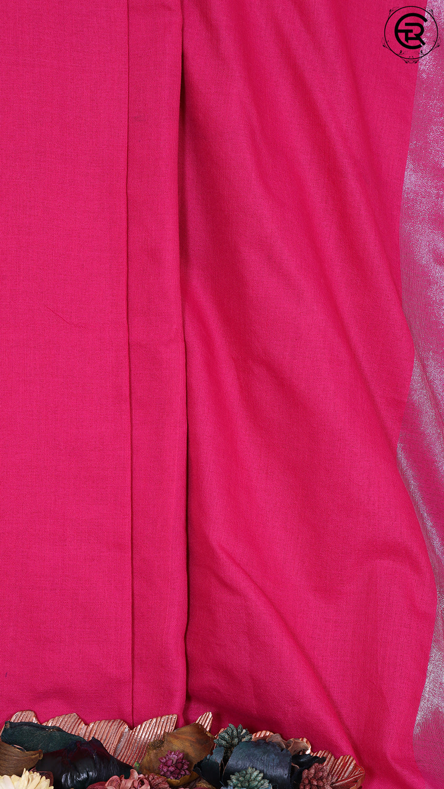 Hot Pink with Sliver Pallu Tissue Khadi Cotton Saree