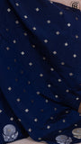 Royal Blue Floral Open Border Banarasi Warm Silk Saree