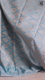 Sea Blue and Gold Diamond Zari Pure Tissue Silk Saree