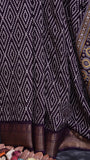 Eggplant Violet Diamond Patterned with Traditional Border Viscose Dola Silk Saree
