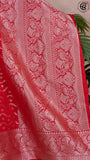 Red Zari Curved Line Pattern Warm Silk Saree