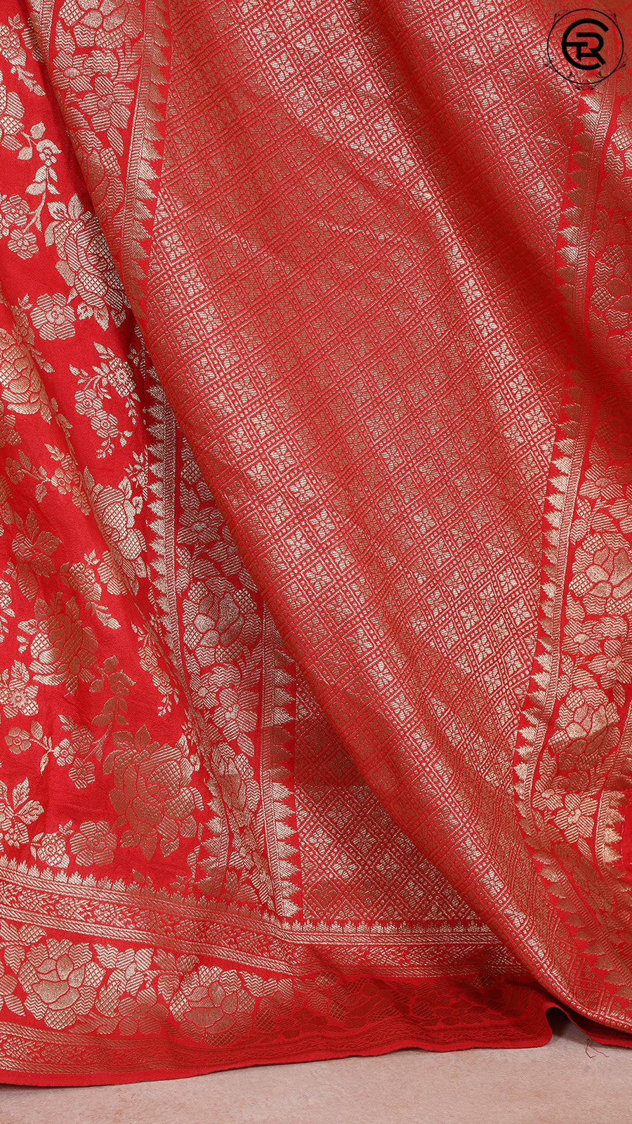Red Khadi Georgette Banarasi Saree