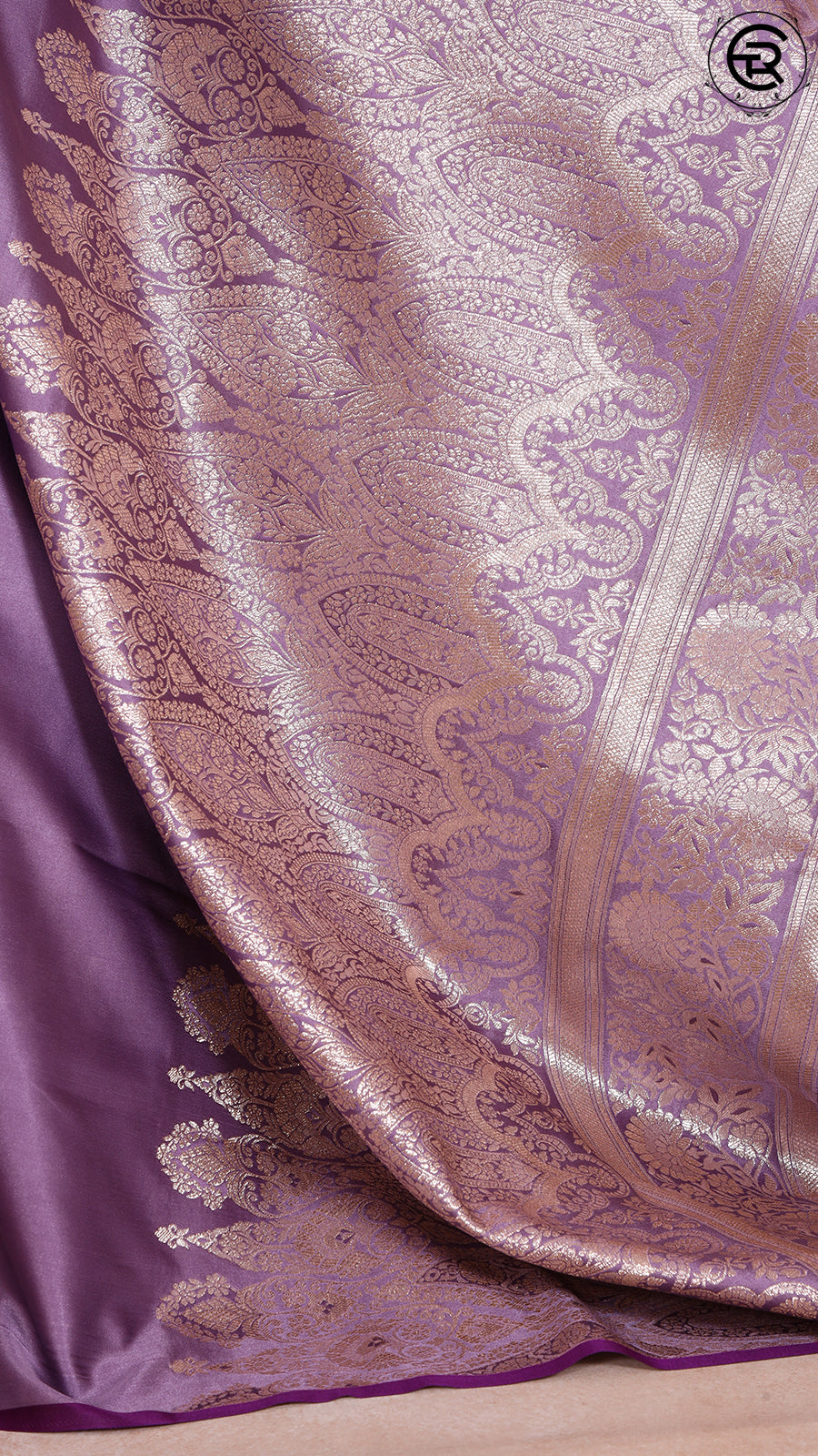 Lavender Pichwai Zari Weaving Satin Munga Banarasi Silk Saree ERA01LAV