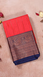Raspberry Red and Navy Blue Bridal Kanchipuram Silk Saree
