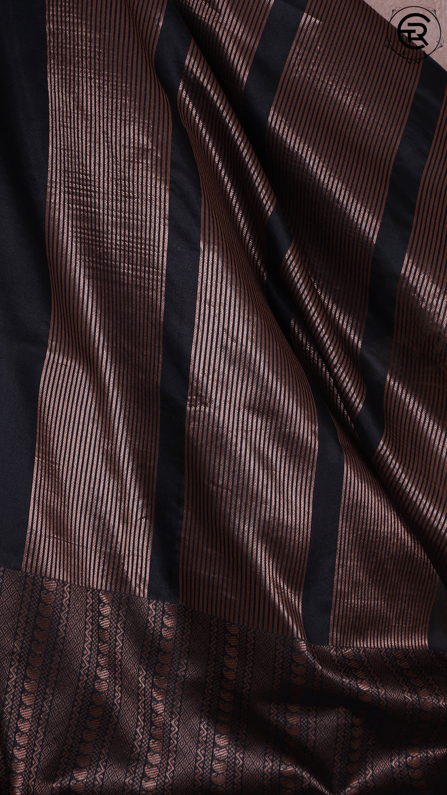 Black Heavy Border Semi Kanchi Silk Saree