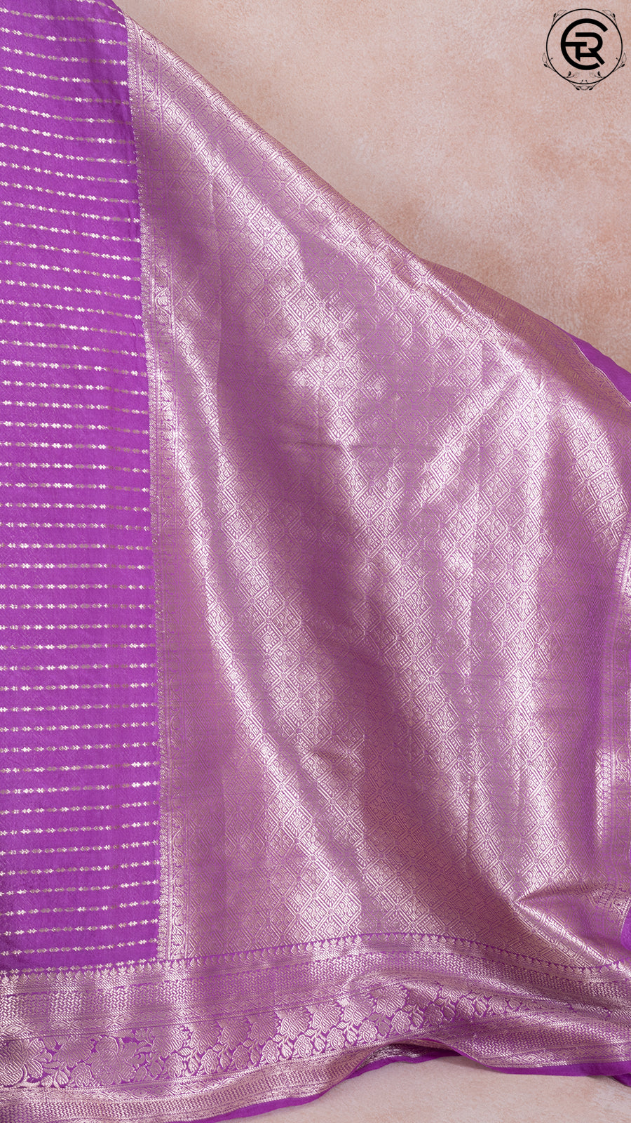Orchid Violet Zari Line Pattern with Rich Pallu Warm Silk Saree