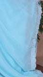 Baby Blue Sequined Designer Georgette Saree