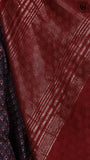 Oxford Blue and Maroon Ajrakh Munga Handloom Cotton Saree