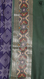 Blue and Green Diamond and Star Patterned Pashmina Cotton Saree
