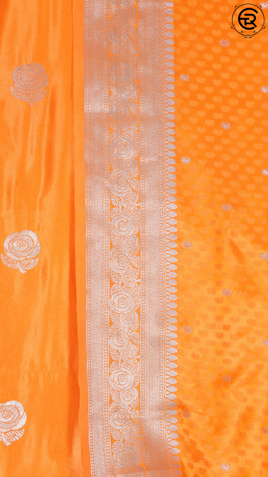 Orange Butta Patterned Satin Munga Silk Saree