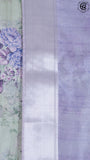 Green and Lavender Floral Printed with Simple Pallu Mangalagiri Silk Saree