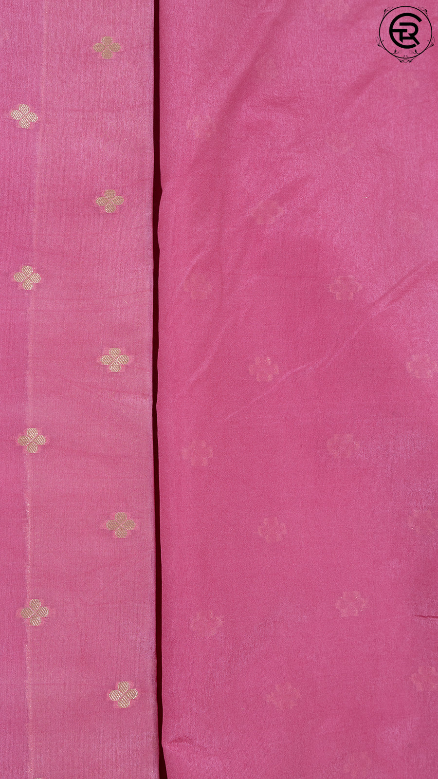 Pink Floral Open Border Banarasi Warm Silk Saree