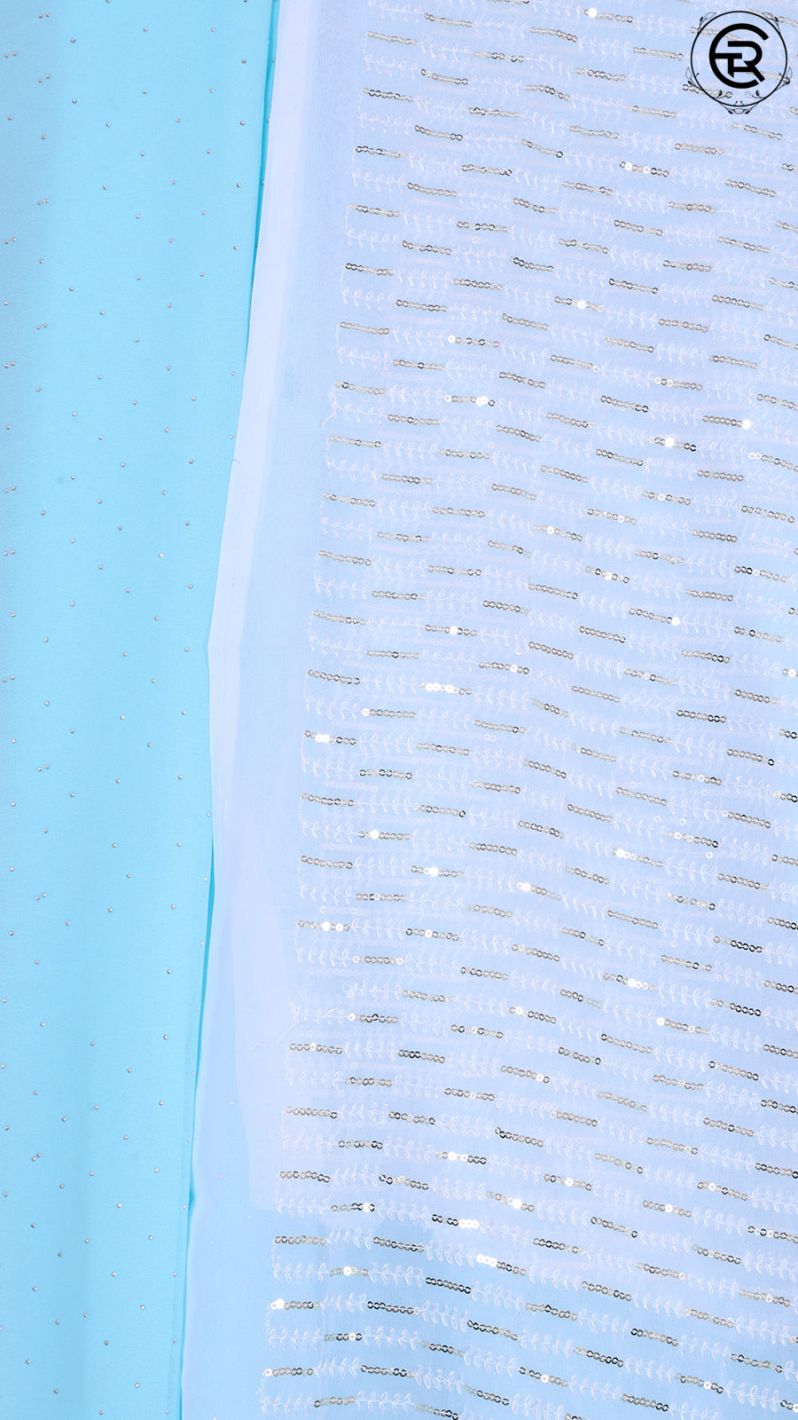 Baby Blue Sequined Designer Georgette Saree