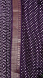 Eggplant Violet Diamond Patterned with Traditional Border Viscose Dola Silk Saree