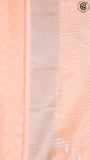 Peach Self Checked Pattern and Sequined Pallu Satin Silk Cotton Saree