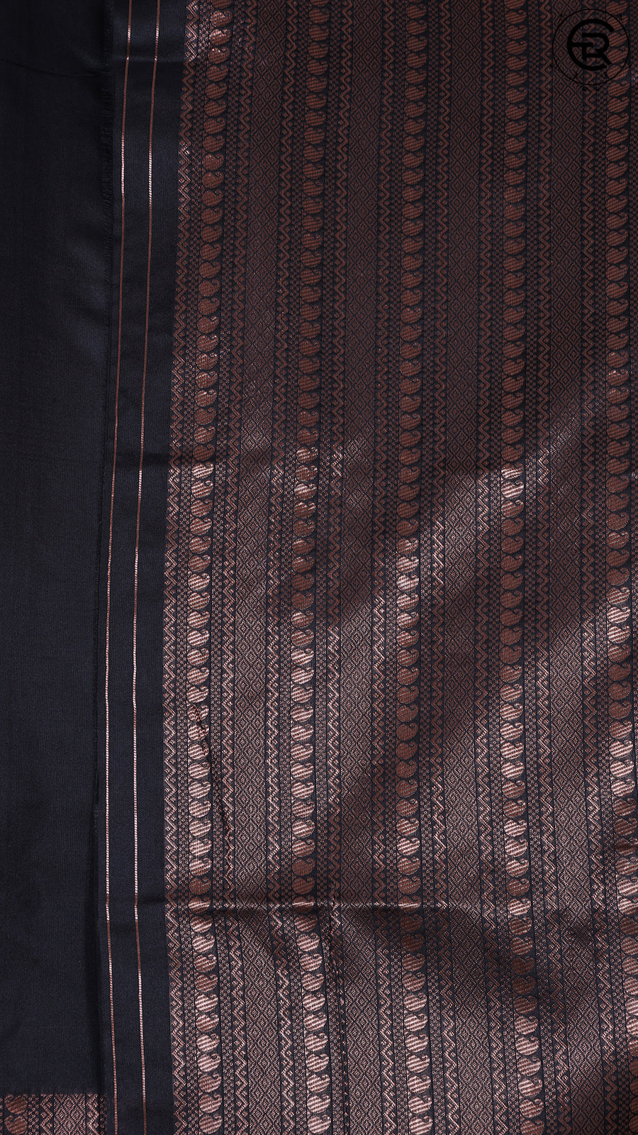 Black Heavy Border Semi Kanchi Silk Saree